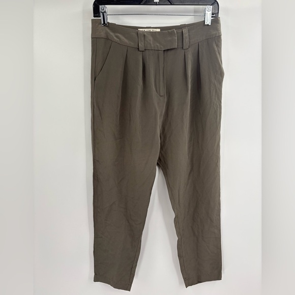 Stone cold fox trousers 100% silk green harem cropped work pants size xs/small - Picture 1 of 16